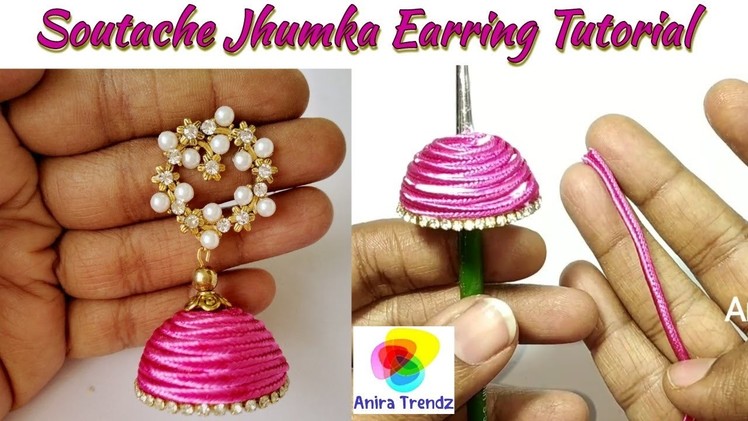 DIY Soutache Thread Jhumka Earring Tutorial at home Easy Beautiful Earrings