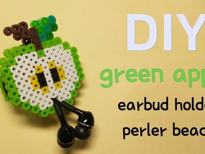 DIY - tutorial green apple earbud holder perler beads