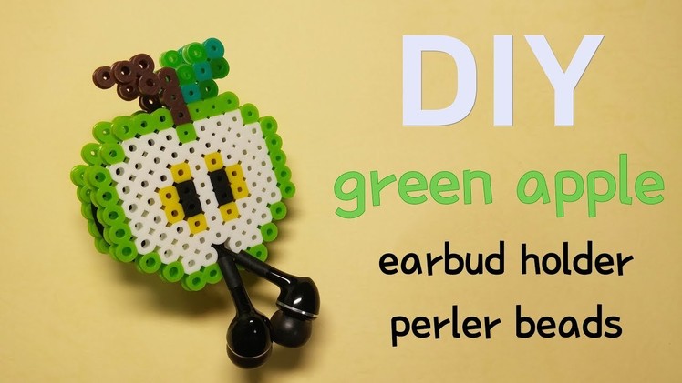 DIY - tutorial green apple earbud holder perler beads