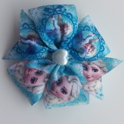 Handmade blue Frozen hair ribbon bow for girl alligator clip hair accessories
