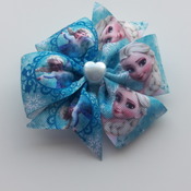 Handmade blue Frozen hair ribbon bow for girl alligator clip hair accessories