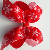 Handmade Christmas hair ribbon bow for girls alligator clip