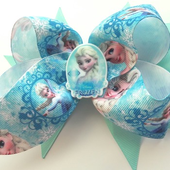 Handmade Frozen Elsa hair ribbon bow for girls alligator clip hair accessories