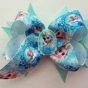 Handmade Frozen Elsa hair ribbon bow for girls alligator clip hair accessories