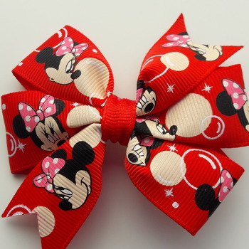 Handmade Minnie Mouse hair ribbon bow for girl with alligator clip hair accessories