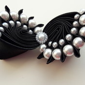 Handmade Pearl hair ribbon bow for girls alligator clip hair accessories