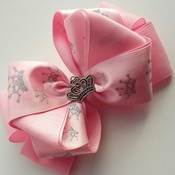 Handmade Pink crown hair ribbon bow for girls alligator clip hair accessgries