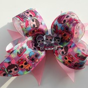 Handmade Pink Lol Doll hair ribbon bow for girls alligator clip hair accessories