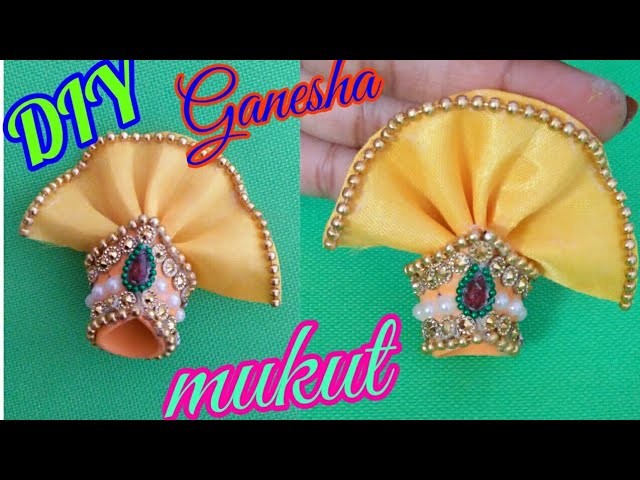 How to make a mukut for Ganesha at home ! Best craft idea for Ganesh chaturthi 2018! Art of Reshma