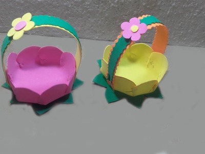 How to Make Basket from Craft Foam Sheet Easter Basket Idea for kids  Flower Basket