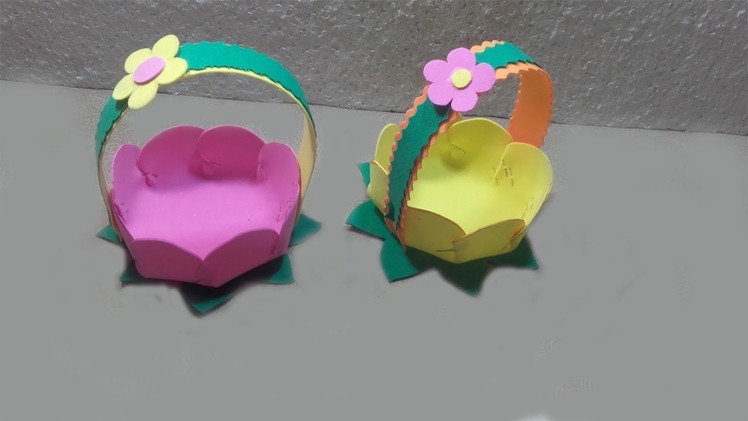 How to Make Basket from Craft Foam Sheet Easter Basket Idea for kids  Flower Basket