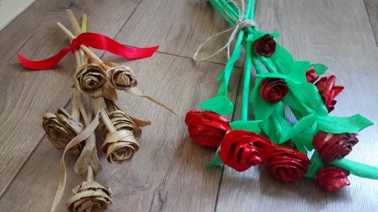 How to make Beautiful roses from corn leaves Tutorial.Amazing craft from corn leaves.