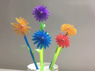 How To Make Flower From Drinking Straw - Craft tutorial #2