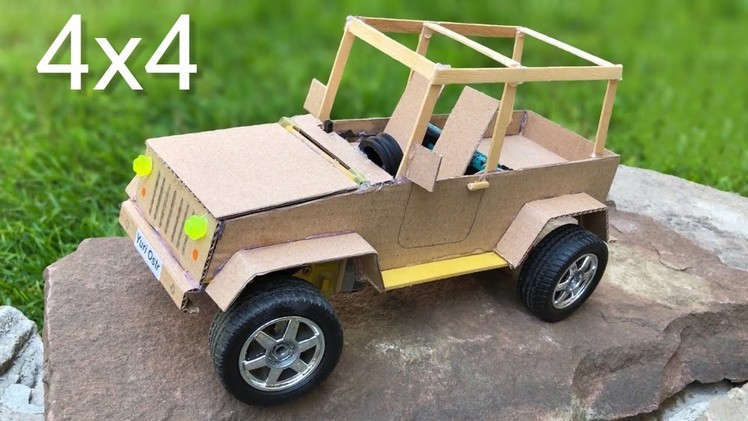 How to Make RC Car (Jeep Wrangler) - DIY Realistic Cardboard Car