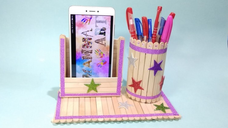 Ice stick craft work | DIY Pen stand