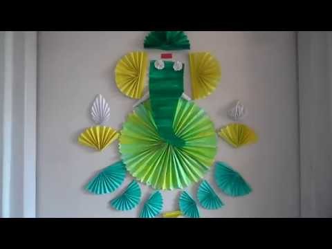 LORD GANESHA-Paper craft for kids.wall art. Accordion fold.fanfold.Best out of waste.Reuse 2018