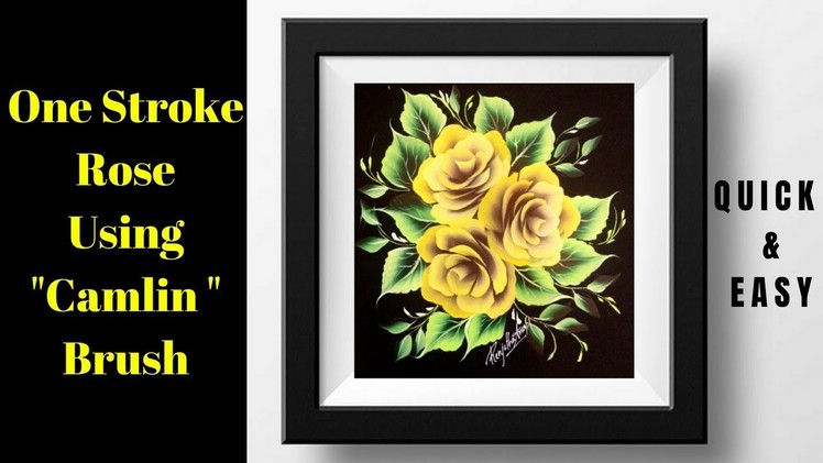 One Stroke Painting Using Camlin Brush - Yellow Rose Painting - DIY