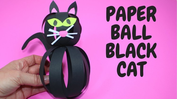 Paper Ball Black Cat | Halloween Craft for Kids