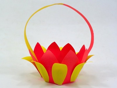 Paper Flower Basket Making With Color Paper - DIY Easy Paper Basket