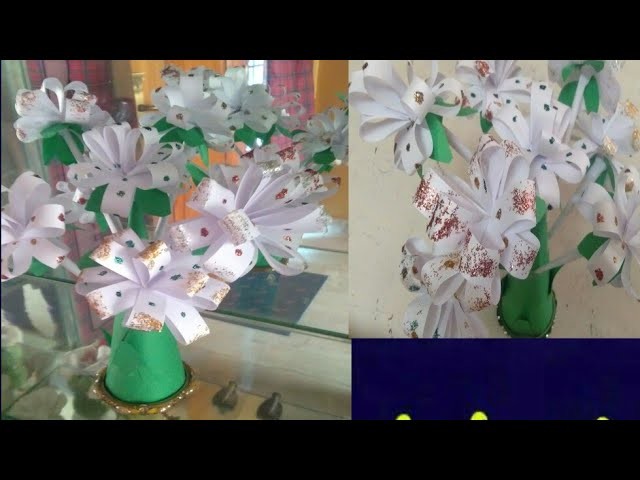 Paper flower craft easist method flower vass