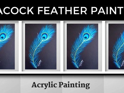 Peacock Feather Painting - Quick and easy Feather Painting - Acrylic Painting -DIY
