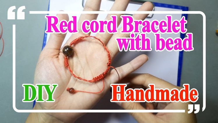 Red cord bracelet with bead | DIY | handmade tutorial