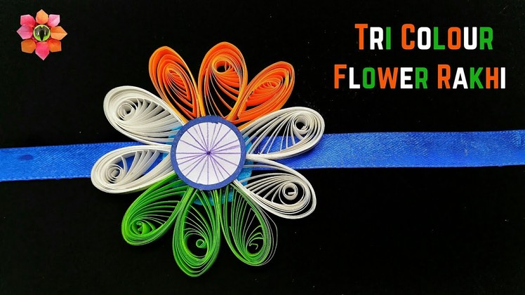 Tri Colour Flower Rakhi - Raksha Bandhan | Independence - Republic day - Quilling DIY Tutorial - 80