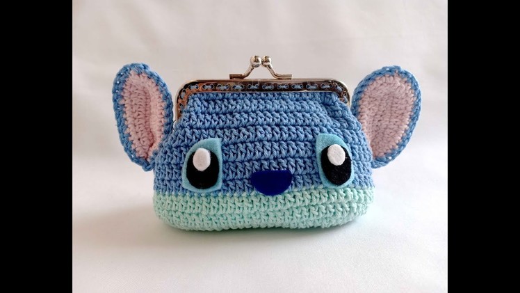 Tutorial DIY crochet coin purse with frame "lilo and stitch"