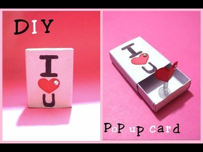 DIY-How to make I Love you Pop up card from matchbox-best out of waste-Queen of DIY Crafts