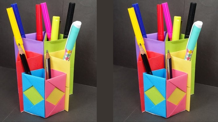 DIY: Pen.Pencil Holder!!!How to Make Easy Hexagonal Pen and Pencil Stand!!!