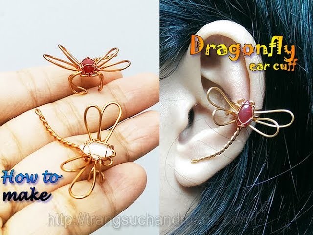 Dragonfly ear cuff - How to make handmade copper wire jewelry 367