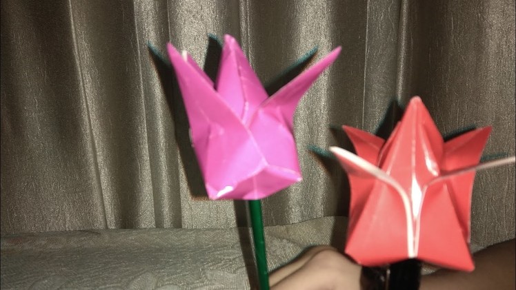 How to fold origami sheets to make tulips and dog