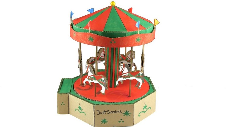 How to make an Amazing Merry Go Round from Cardboard - Just5mins