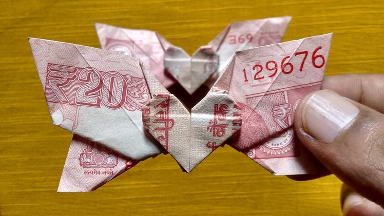 HOW TO MAKE HEART BUTTERFLY With 20 RUPEES NOTE | #SuryaCraft
