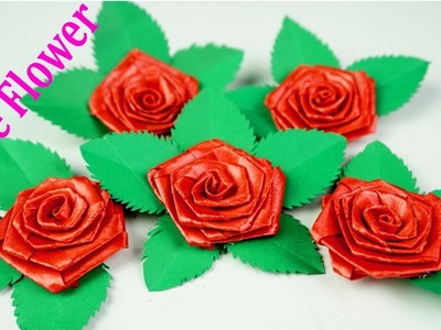 How To Make Small Ribbon Rose Flower - Making Paper Flowers Step by Step - Easy origami