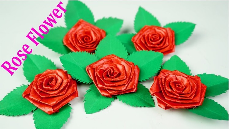 How To Make Small Ribbon Rose Flower - Making Paper Flowers Step by Step - Easy origami