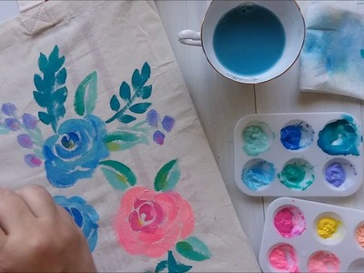 How to Paint Loose Watercolor Florals on Tote Bag