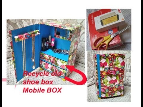How to reuse Waste shoe boxes. mobile box at home | Best out of waste DIY craft ,jwellery box