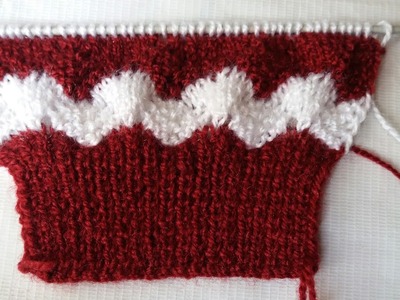 Kids two colour knitting design #18-part-3 ( Sleeve knitting)