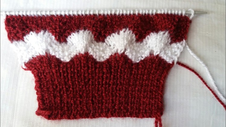 Kids two colour knitting design #18-part-3 ( Sleeve knitting)