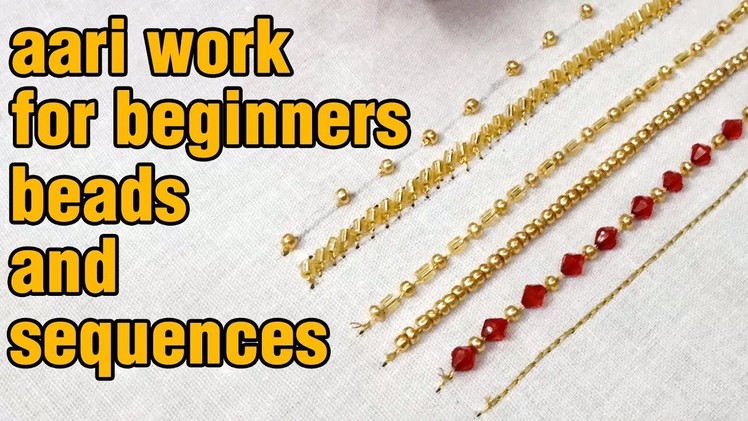 Aari work for beginners | basic stitches with beads and sequences | #diy | #130