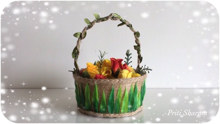 Beautiful Basket Out Of Waste Plastic Box. DIY. Decorative Jute Basket | Priti Sharma