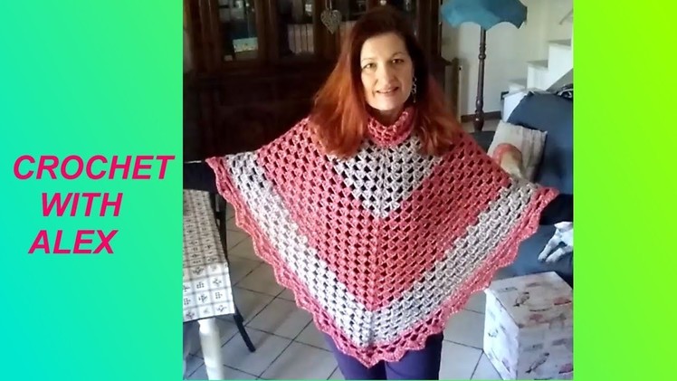 CROCHET EASY GRANNY PONCHO "MISS SIMPLICITY" any size and yarn tutorial for beginners Alex Crochet