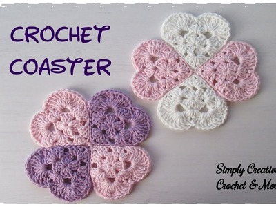 Crochet Heart Coaster | Granny Heart