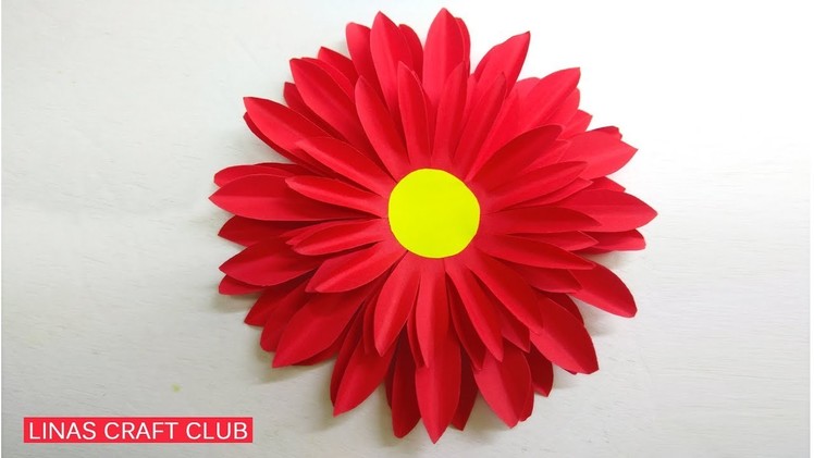 Dahlia Paper Flower Diy Making Tutorial | Paper Flowers Easy for Children | linascraftclub
