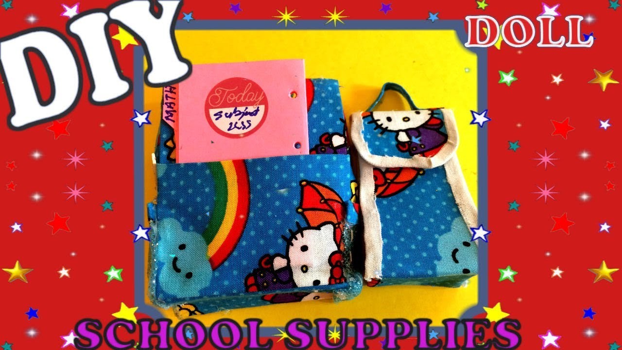 DIY CUTE BARBIE DOLL SCHOOL SUPPLIES, QUICK AND EASY DOLL BACKPACK AND LUNCH BAG TUTORIAL