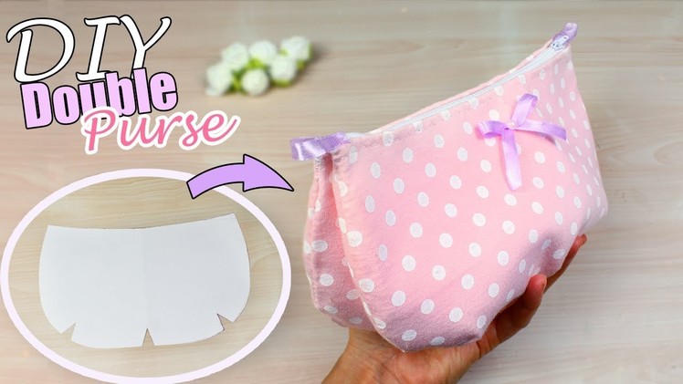 DIY CUTE ZIPPER PURSE BAG TUTORIAL. Pink Dotted Pouch Idea