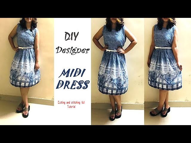 DIY Designer MIDI DRESS cutting and Stitching full tutorial by Pinz Creation