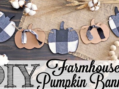 DIY Farmhouse Plaid Fabric Pumpkin Banner