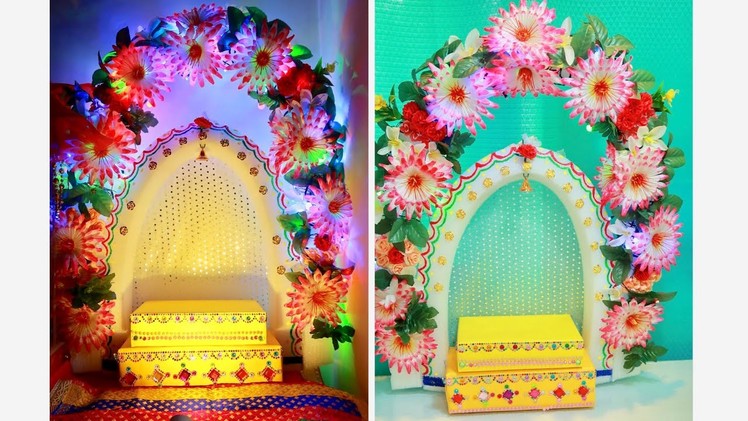 DIY | Ganesh Pandal Decorating ideas for Home | Table Decoration for Ganesh Chaturti in Rs.350